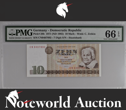 Germany 10 Mark 1971 (ND 1985) P 28b UNC PMG 66 EPQ 3rd TOP POP