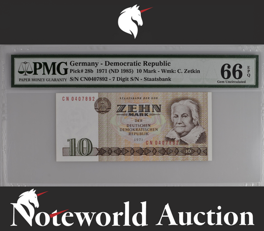 Germany 10 Mark 1971 (ND 1985) P 28b UNC PMG 66 EPQ 3rd TOP POP