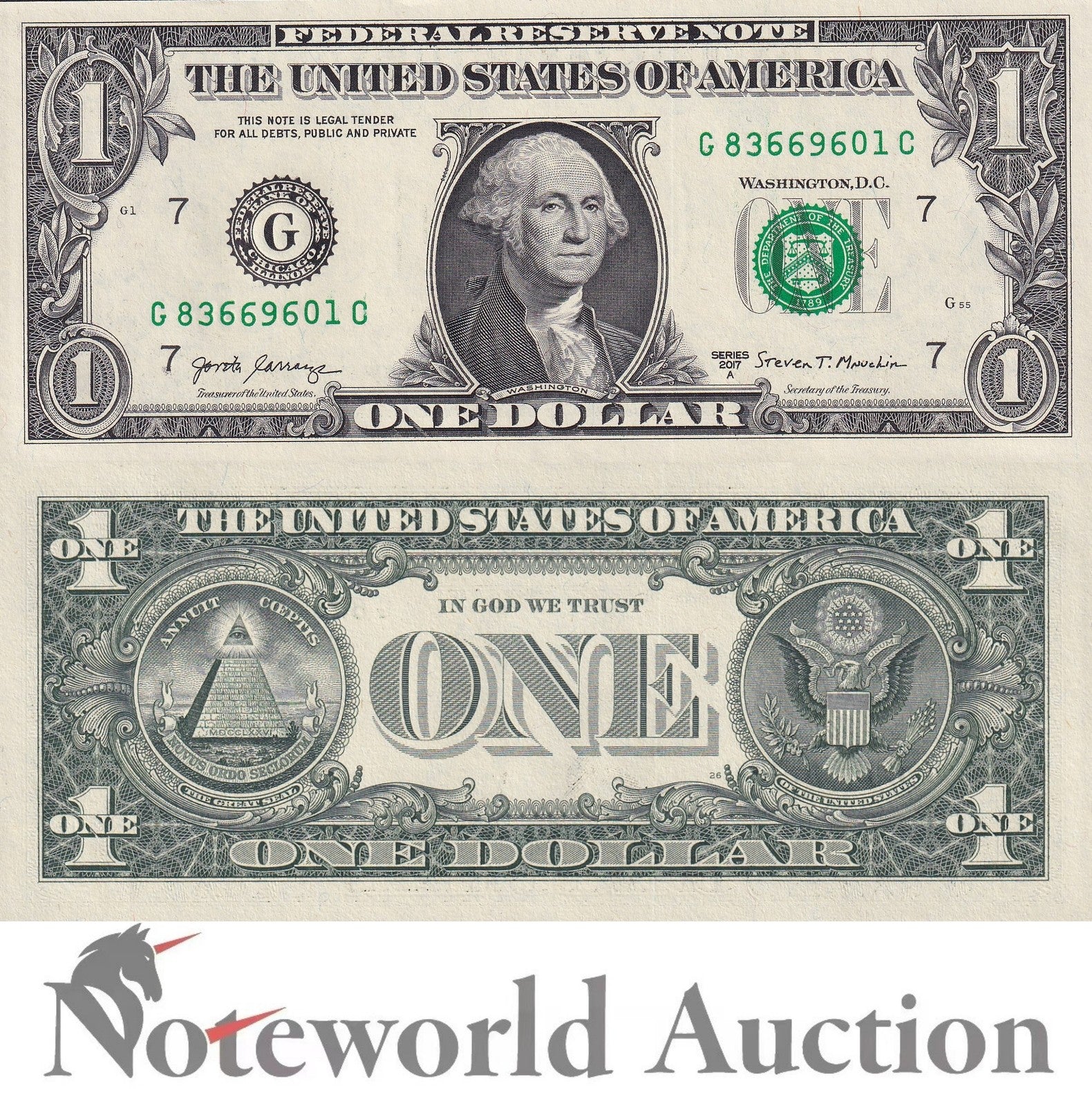 UNITED STATES USA 1 Dollar 2017A P 544 ''G'' Chicago Lot 100 pcs Bundle UNC