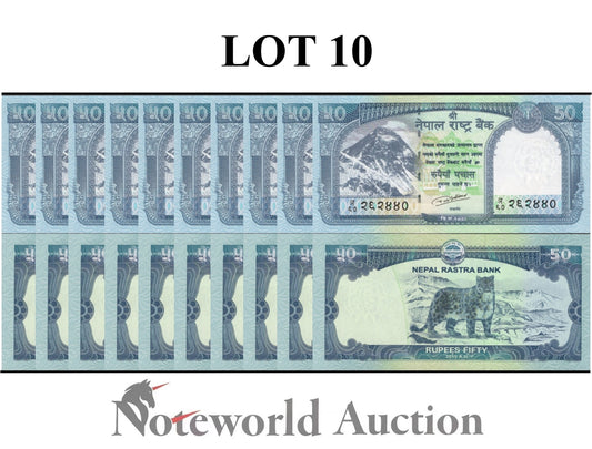 NEPAL 50 Rupees 2019 P 79 Snow Leopard Lot 10 pcs 1/10 Bundle UNC