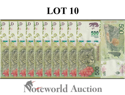 ARGENTINA 500 Pesos ND 2016 P 365 Lot 10 pcs 1/10 Bundle UNC