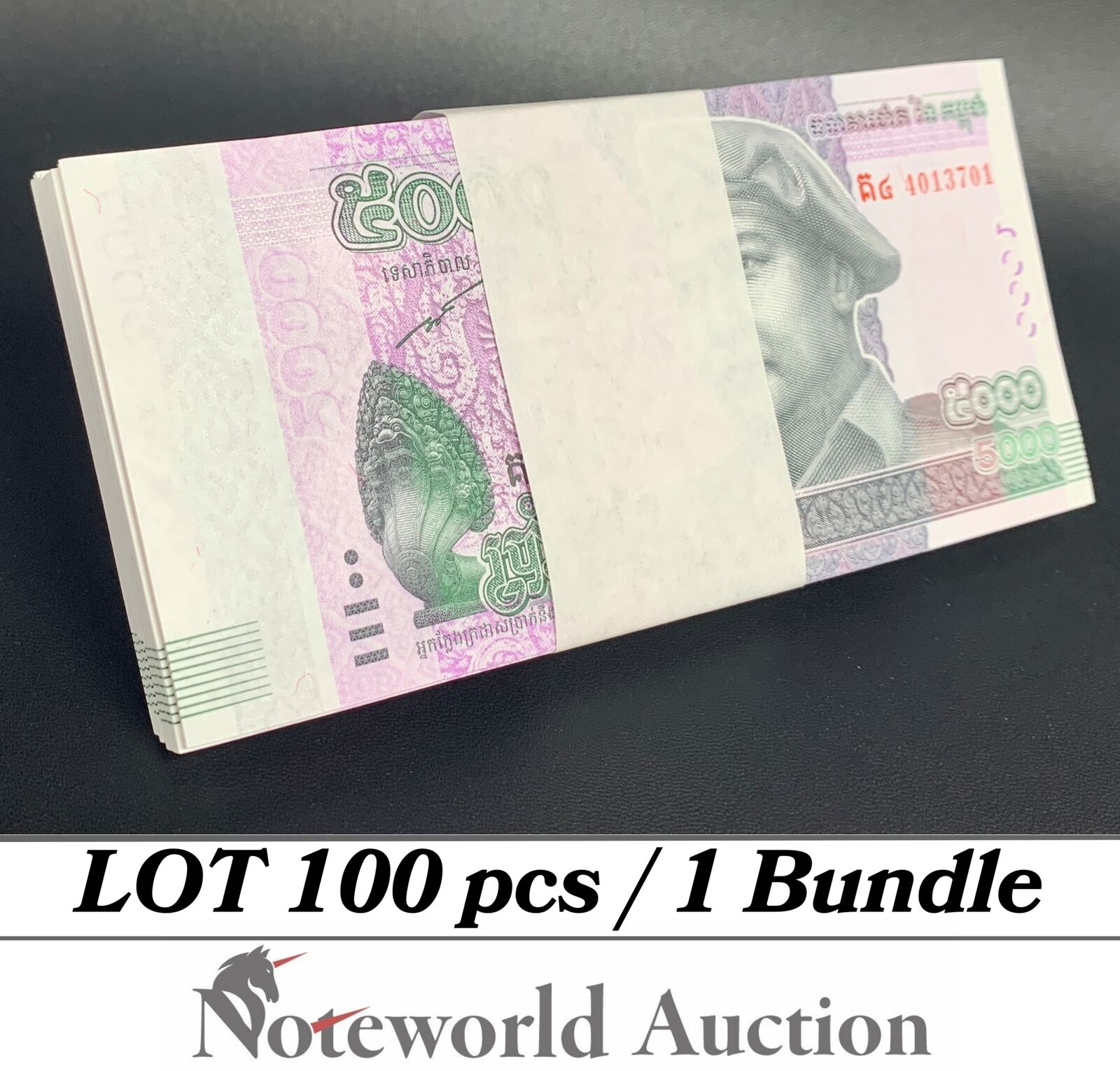 CAMBODIA Lot 100 pcs Bundle - 5000 Riels 2015 P 68 UNC