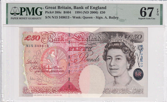 GREAT BRITAIN 50 Pounds (1994)2006 P 388c UNC PMG 67 EPQ