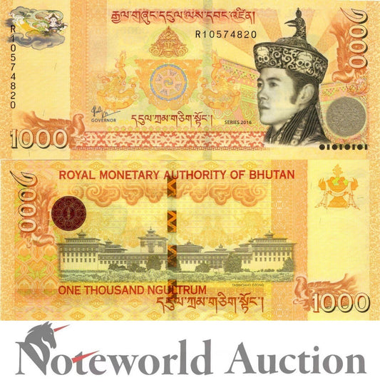 BHUTAN 1000 Ngultrum 2016 P 34b Commemorative Crowning of King 2008 UNC
