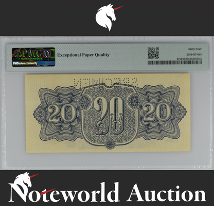 Czechoslovakia SPECIMEN 20 Korun 1944 P 47s UNC PMG 64 EPQ 3rd TOP POP