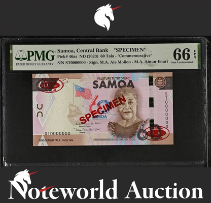 Samoa SPECIMEN 60 Tala ND (2023) Commemorative P 46as UNC PMG 66 EPQ