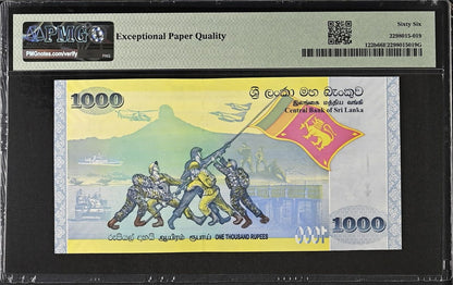 SRI LANKA Commemorative 1000 Rupees 2009 P 122b UNC PMG 66 EPQ