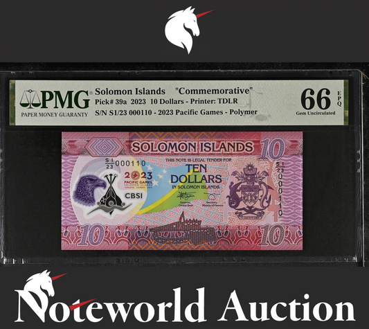 Solomon Islands COMM. 10 2023 P 39a Polymer Binary No.000110 UNC PMG 66 EPQ