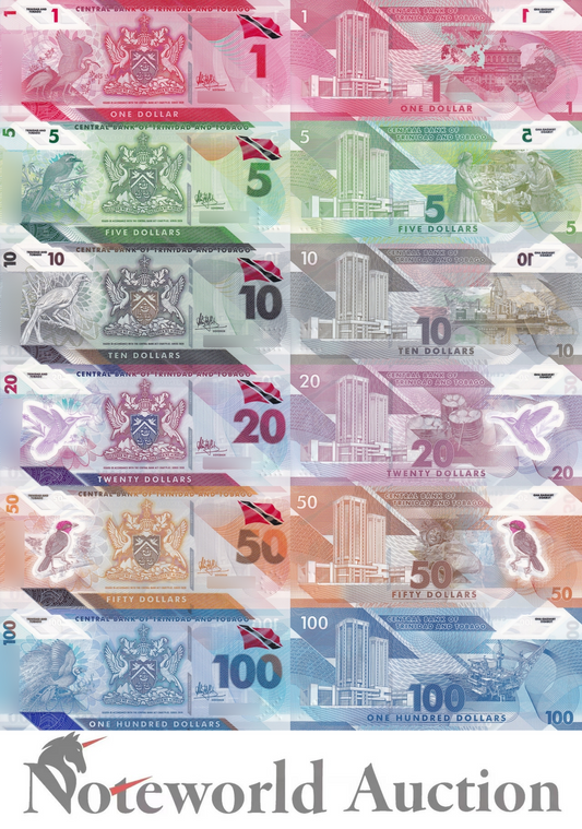 TRINIDAD & TOBAGO 1-100 Dollars 2019-2020 P 60 61 62-65 Polymer Set 6 pcs UNC