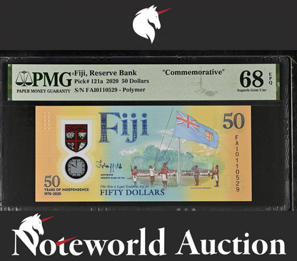 FIJI Commemorative 50 Dollars 2020 P 121a Polymer UNC PMG 68 EPQ 2nd TOP POP