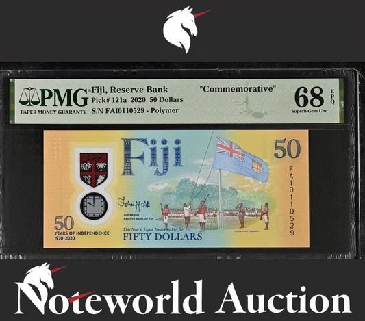 FIJI Commemorative 50 Dollars 2020 P 121a Polymer UNC PMG 68 EPQ 2nd TOP POP