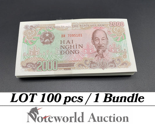 VIETNAM VIET NAM Lot 100 pcs Bundle - 2000 Dong 1988 P 107a UNC