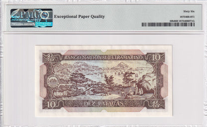 MACAU MACAO BNU 10 Patacas 1981 P 59b UNC PMG 66 EPQ