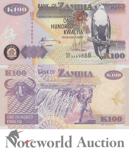 ZAMBIA 100 Kwacha 2011 P 38j UNC