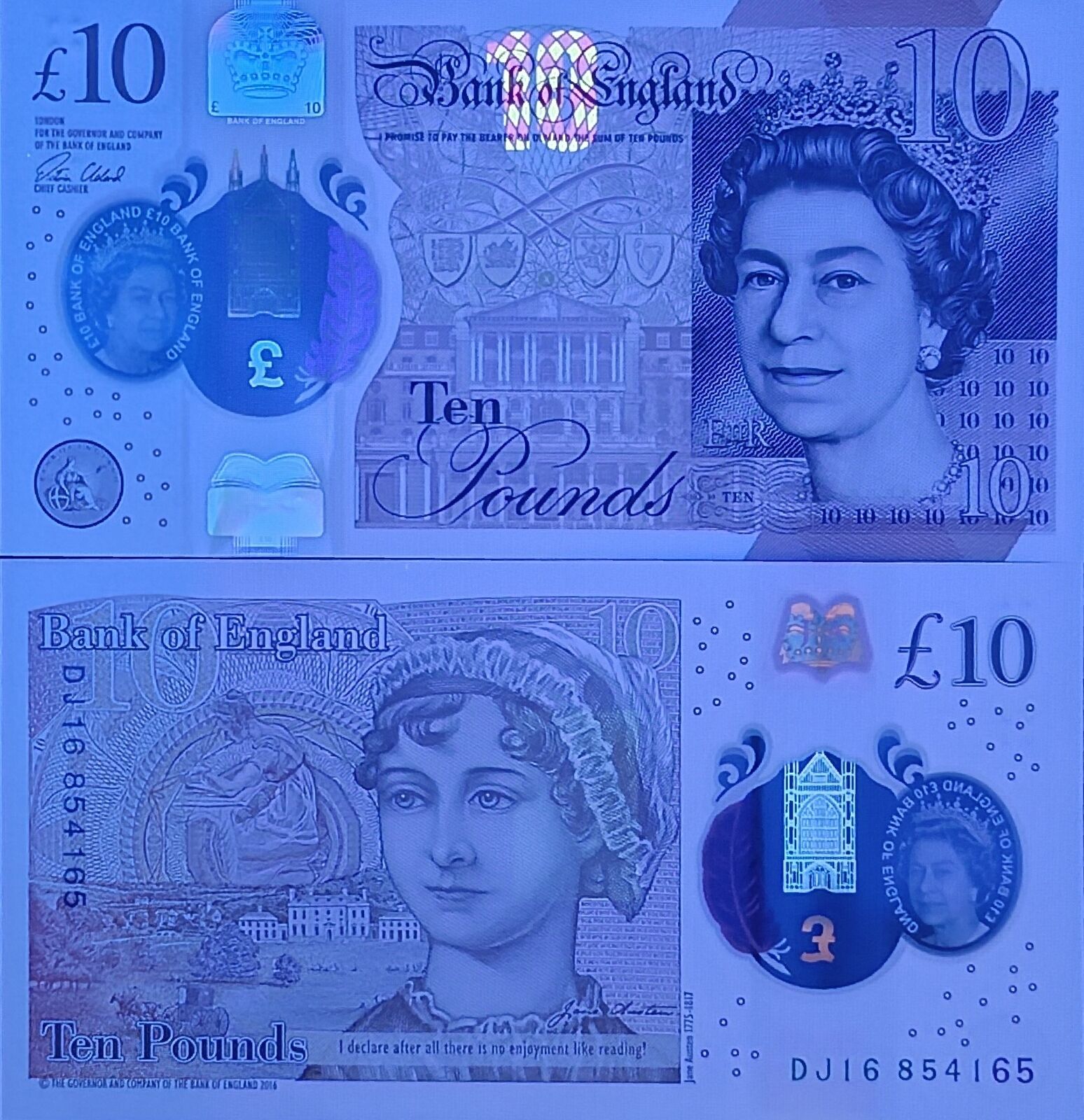 GREAT BRITAIN 10 Pounds 2016 P 395 Polymer Queen Elizabeth ll Random Sign. UNC