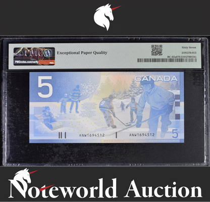 Canada Bank of Canada $5 2001-02 BC-62a UNC PMG 67 EPQ