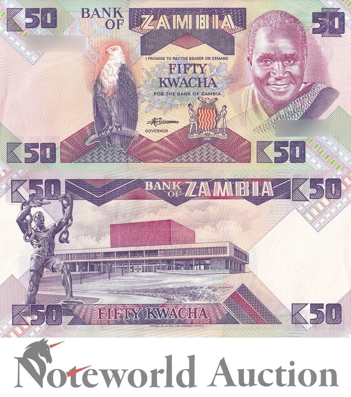 ZAMBIA Lot 20 pcs 1/5 Bundle - 50 Kwacha ND 1986-1988 P 28 UNC