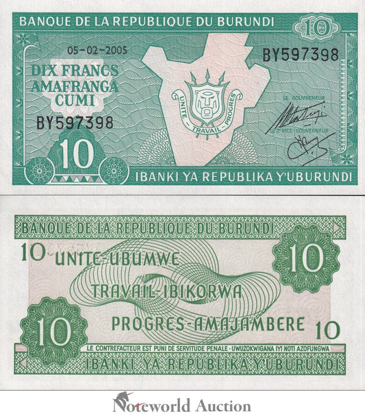 BURUNDI 10 Francs 2005 P 33e UNC
