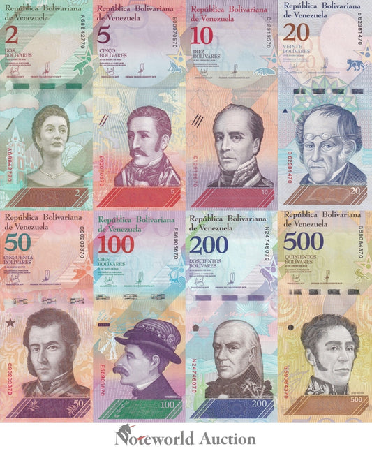 VENEZUELA 2 5 10 20 50 100 500 Bolivares 2018 P 101 102 103-108 Set 8 pcs UNC