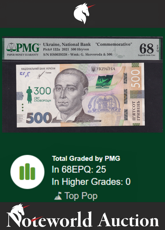 Ukraine Commemorative 500 Hryven 2021 P 132a UNC PMG 68 EPQ TOP POP