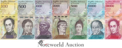 VENEZUELA 100 500 1000-100000 Balivares 2016-2017 P 94 95 96-100 Set 7 pcs UNC