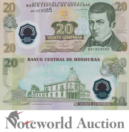 HONDURAS 20 Lempiras 2008 P 95 Polymer UNC