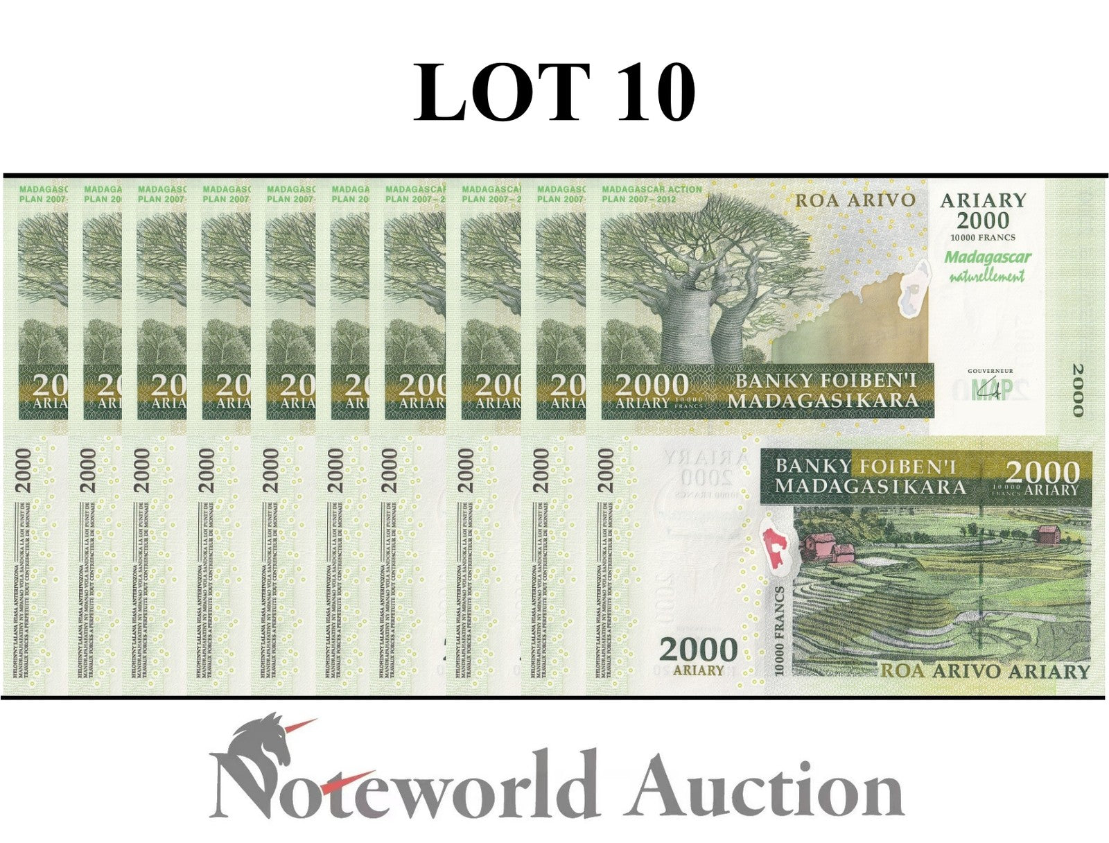 MADAGASCAR 2000 Ariay 2007 P 93 Commemorative Lot 10 p 1/10 Bundle UNC