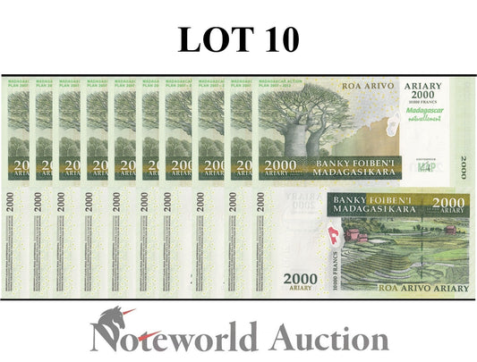 MADAGASCAR 2000 Ariay 2007 P 93 Commemorative Lot 10 p 1/10 Bundle UNC