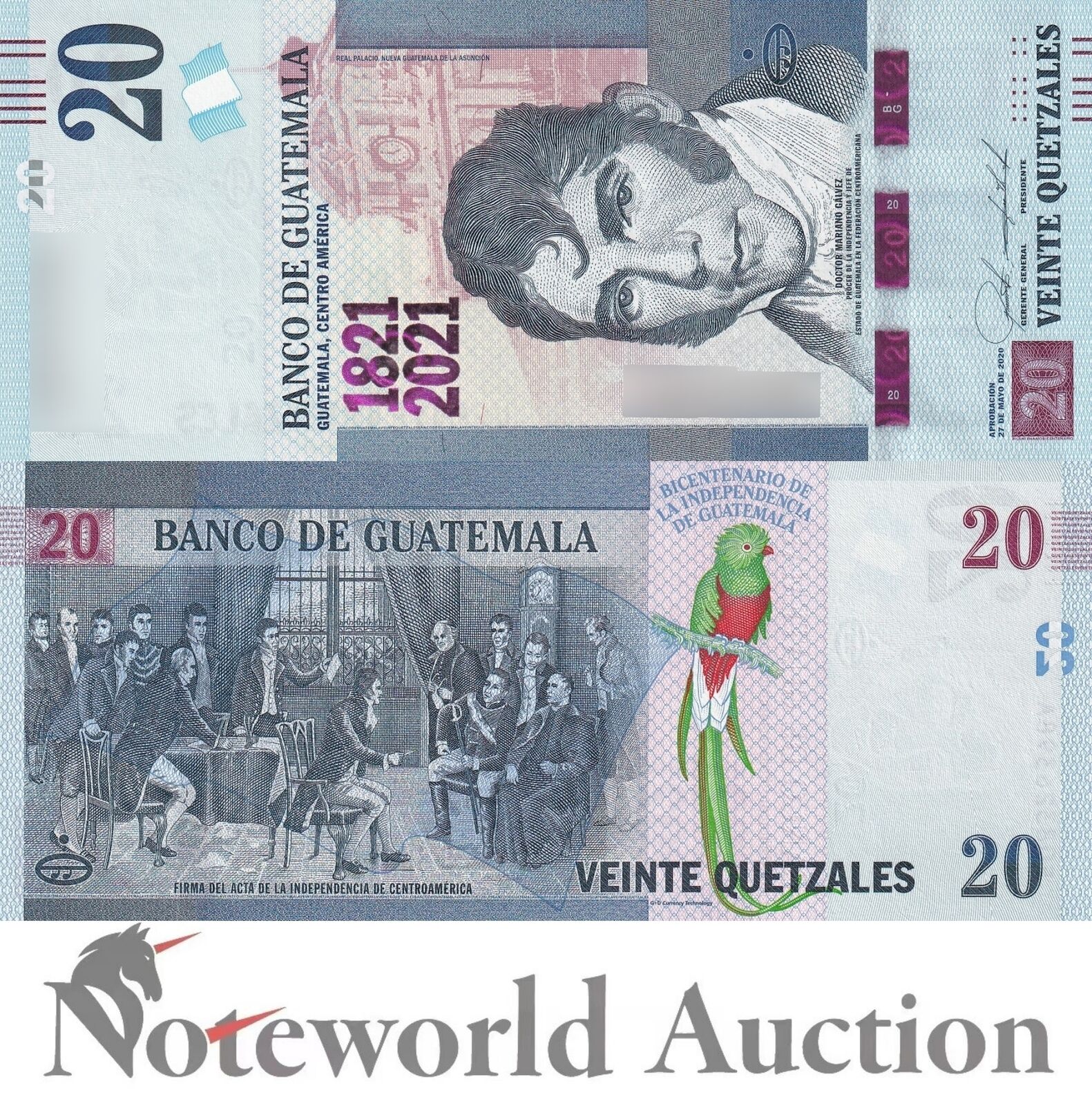 GUATEMALA Commemorative 20 Quetzales 2020(2021) P 128 UNC