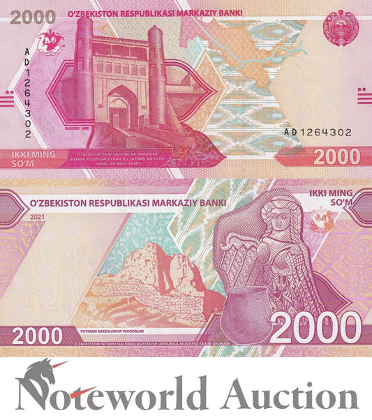 UZBEKISTAN 2000 Som 2021 P 87 UNC