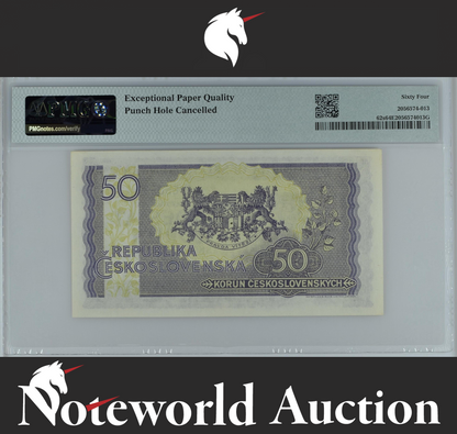 Czechoslovakia Republic SPECIMEN 50 Korun ND (1945) P 62s UNC PMG 64 EPQ