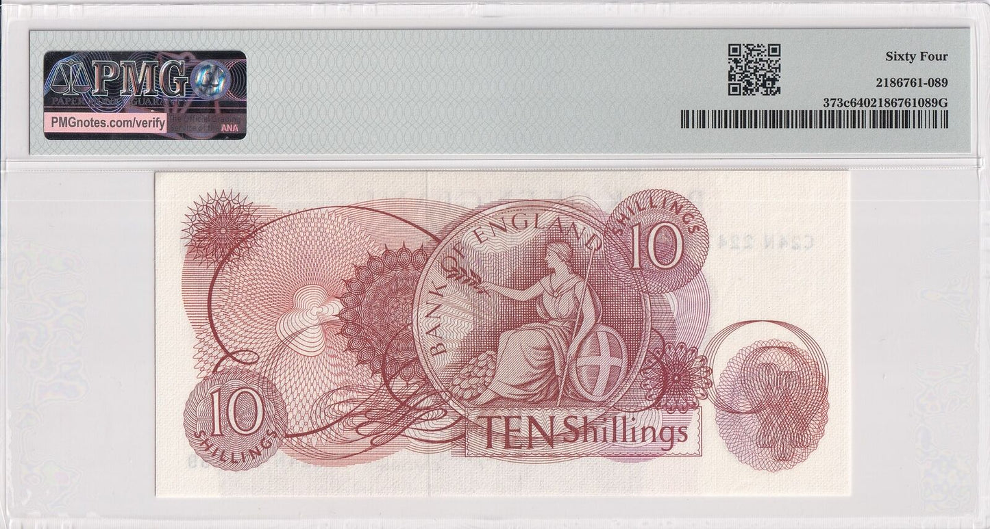 GREAT BRITAIN 10 Shillings 1966-70 P 373c UNC PMG 64