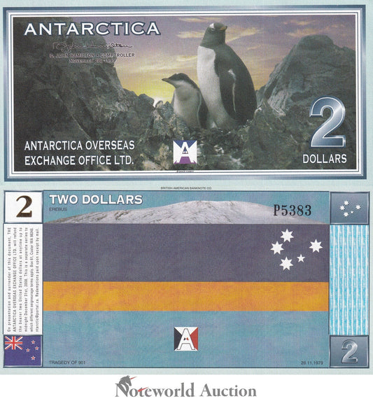 ANTARCTICA 2 Dollar 1999 Banknote Overseas Exchange Office Uncirculated UNC