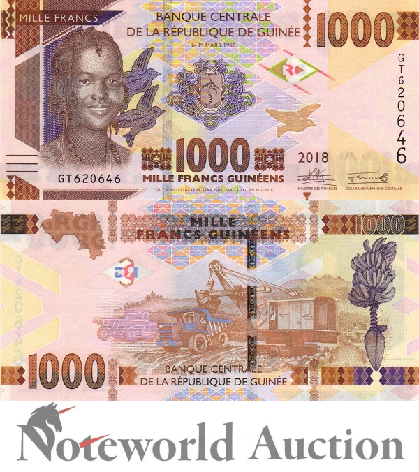 GUINEA 1000 Francs 2018 P 48 UNC