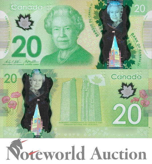 CANADA 20 Dollars 2012 P 108 Polymer WILKINS / POLOZ Queen Elizabeth II UNC