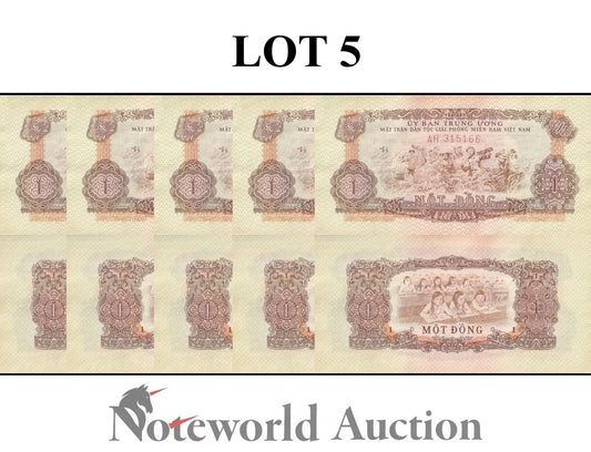 VIET NAM VIETNAM SOUTH 1 Dong ND 1963 P R4 Less Lot 5 pcs 1/20 Bundle UNC