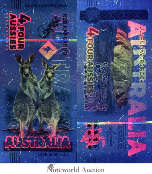 Australia TEST NOTE Souvenir Note 4 Aussie Red Kangaroo UNC
