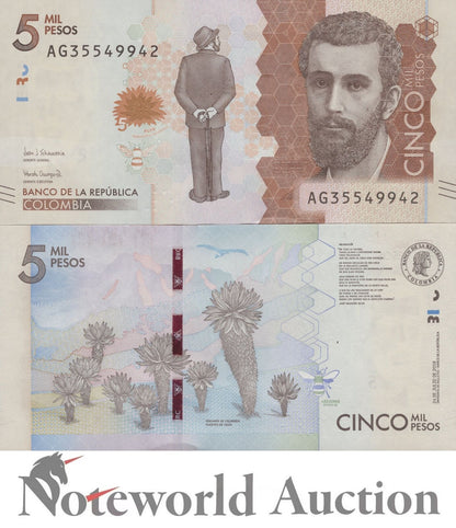 COLAMBIA 5000 Pesos 2018(2020) P 459 Prefix AG UNC