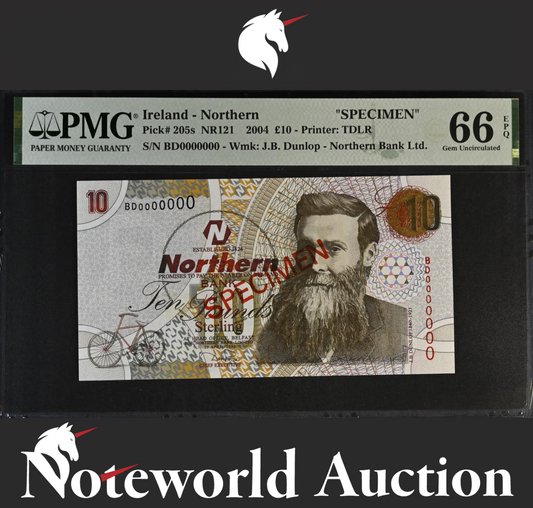 Ireland Northern SPECIMEN £10 2004 P 205s UNC PMG 66 EPQ NR