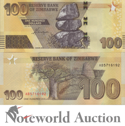 ZIMBABWE 100 Dollars 2020 P 106 UNC