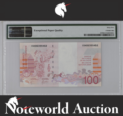 Belgium Banque Nationale 100 Francs ND (1995-2001) P 147 UNC PMG 65 EPQ