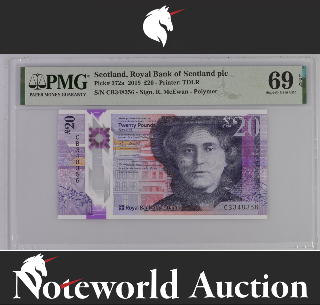 Scotland Royal Bank £20 2019 P 372a Polymer UNC 2nd PMG 69 EPQ TOP POP