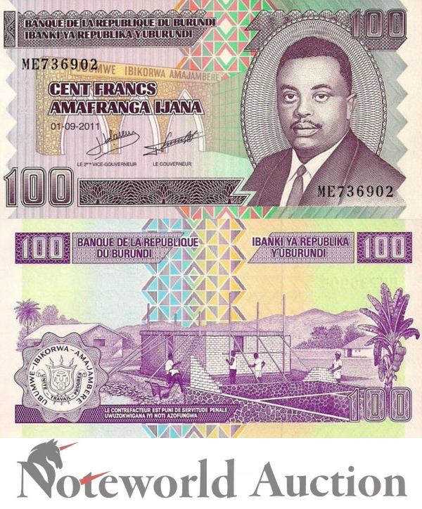 BURUNDI 100 Francs 2011 P 44b UNC