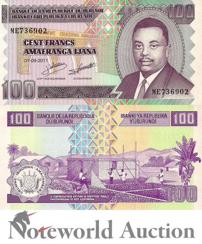 BURUNDI 100 Francs 2011 P 44b UNC