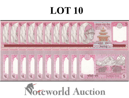 NEPAL 5 Rupees 1990-1995 P 30a(2) King Birendra&Yak Lot 10 pcs 1/10 Bundle UNC