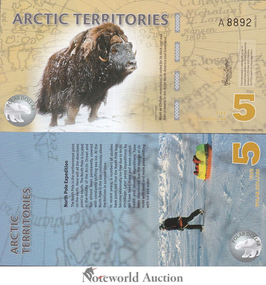 ARCTIC TERRITORIES TEST NOTE 5 Polar Dollars 2012  Polymer Series A UNC