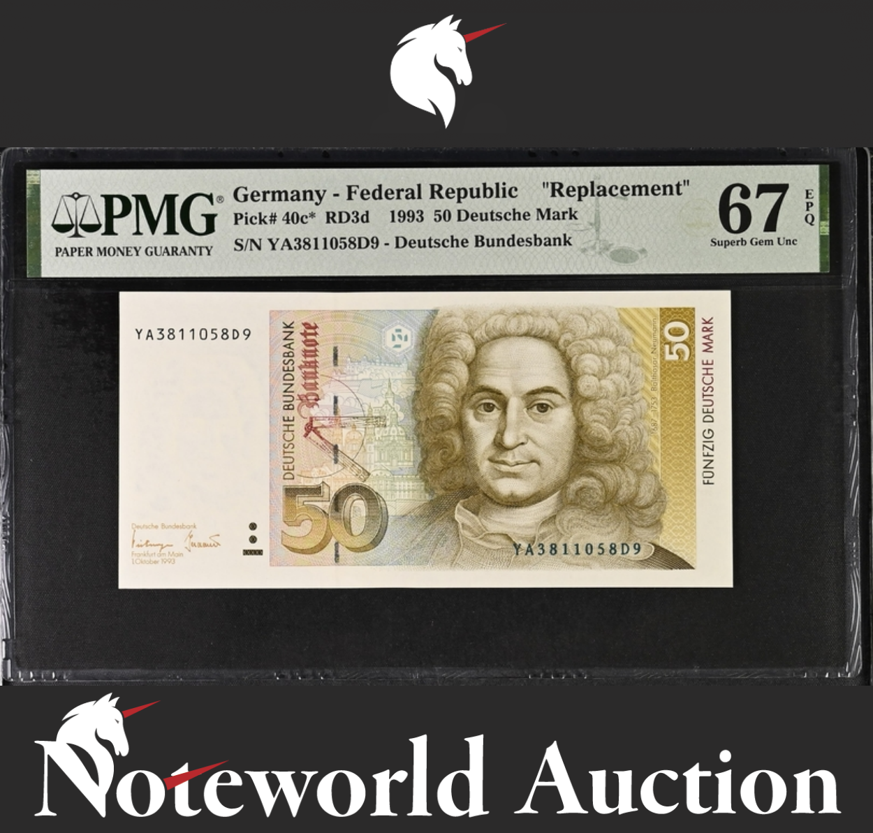 Germany Federal Republic 50 1993 P 40c* Replacement UNC PMG 67 EPQ 2nd TOP POP