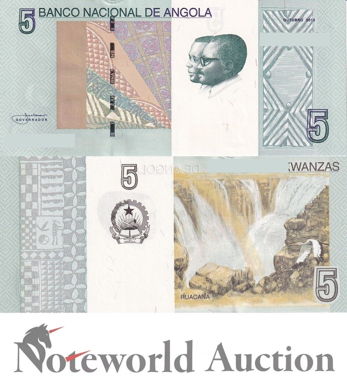 ANGOLA Lot 20 pcs 1/5 Bundle - 5 Kwanzas 2012 P 151A UNC