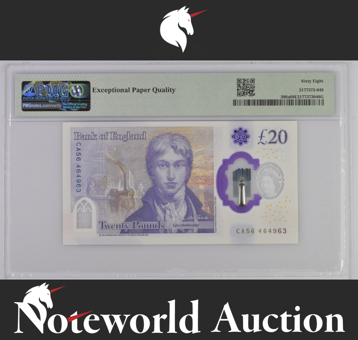 Great Britain 20 Pounds 2018 (ND 2020) P 396a Polymer UNC PMG 68 EPQ 3rd TOP POP