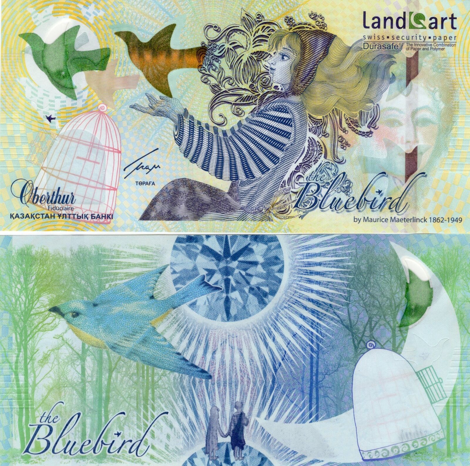 KAZAKHSTAN TEST NOTE - Bluebird 2013 Type Bird Specimen UNC